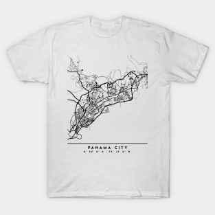 PANAMA CITY PANAMA BLACK CITY STREET MAP ART T-Shirt